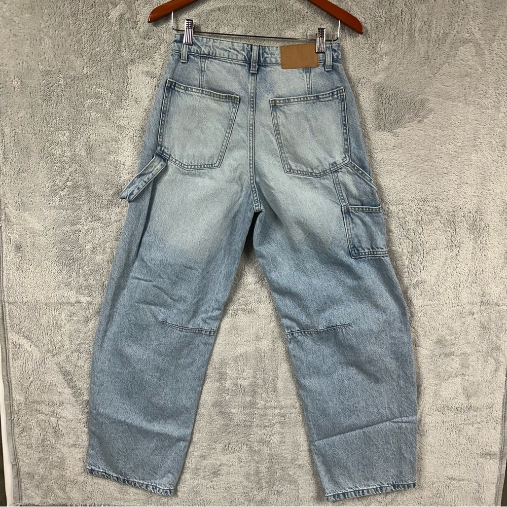 Cotton On Barrel Leg Y2K Light Wash Carpenter Jeans Size 26 - Picture 3 of 8